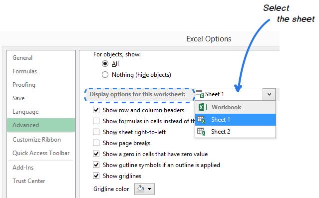 Печать линий сетки в Excel