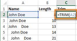 Удаляем лишние пробелы в Excel