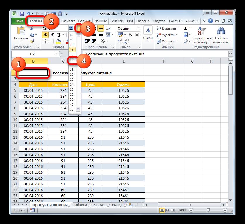 Изменение размера шрифта в Microsoft Excel