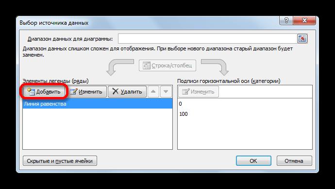 Переход к добавлению нового элемента в окне выбора источника в Microsoft Excel