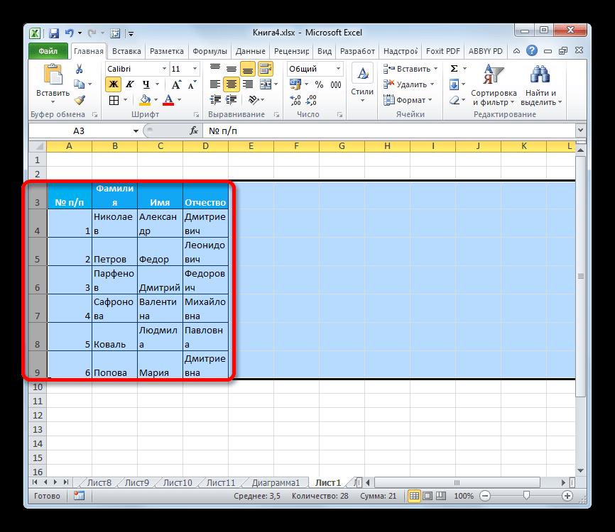 Высота строк диапазона увеличена в Microsoft Excel