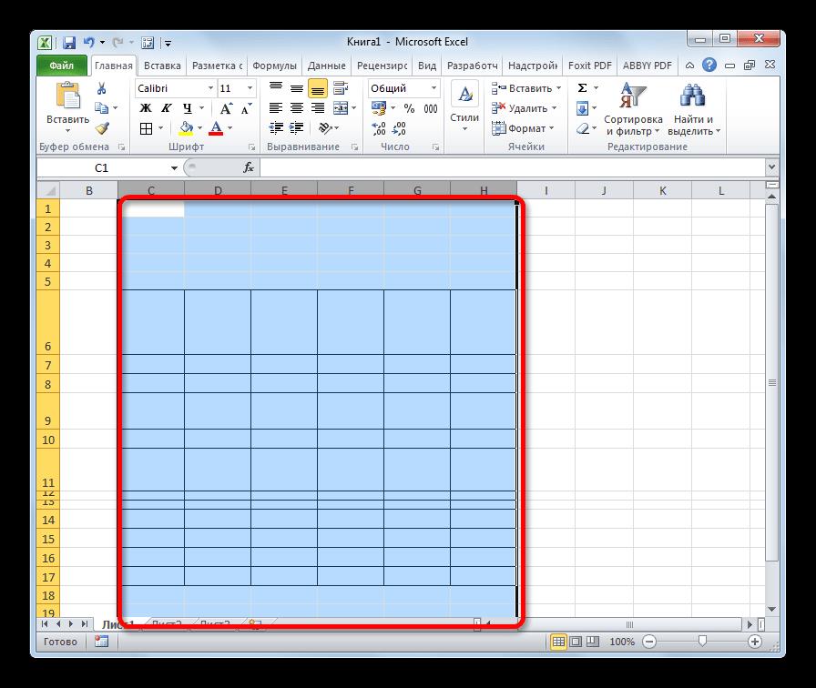 Размер столбцов изменен в Microsoft Excel