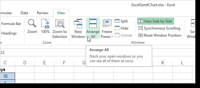 Открыть файлы Excel рядом