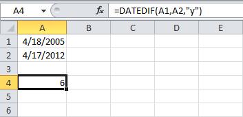 РАЗНДАТ в Excel