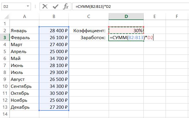 Имена ячеек и диапазонов в Excel