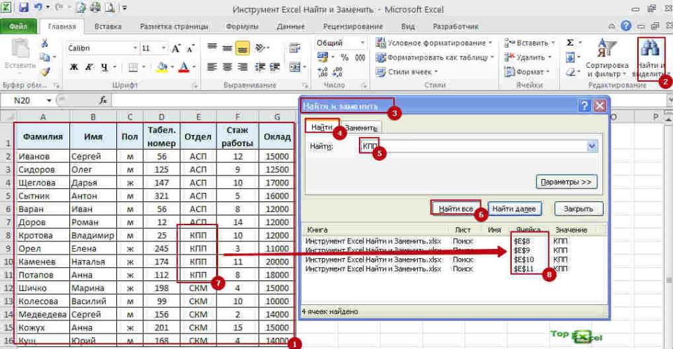 Naiti i zamenit 4 Как работает инструмент Найти и заменить в Excel?