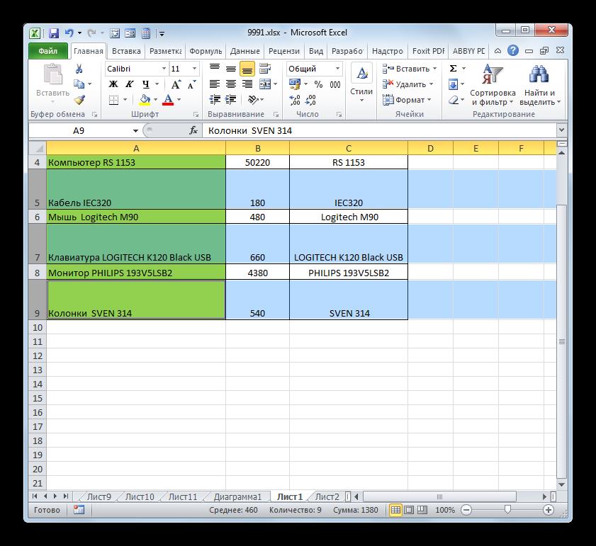 Высота группы ячеек путем перетаскивания изменена в Microsoft Excel